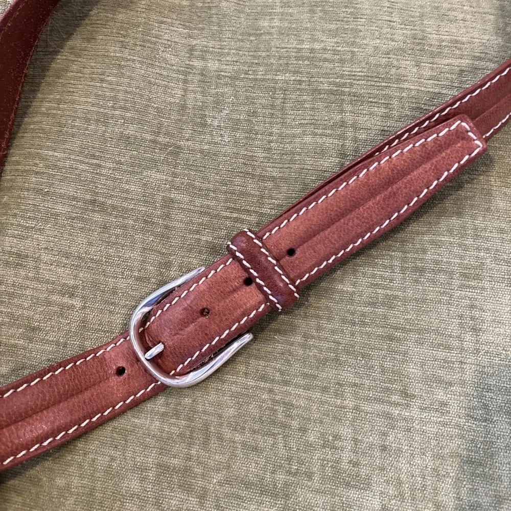 Brighton Leather Belt M21774 Brown White Stitching 1.25
